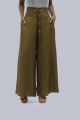 Women's Pocket Broad Belt Palazzo - Olive Green