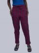 Women Chex Straight Pant - Red