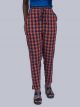 Women Chex Straight Pant - Orange
