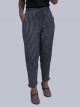 Women Black and White Striped Straight Pant - Black
