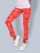 Printed Stretchable Pant - Red