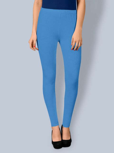 Cotton Ankle Leggings - Baby Blue