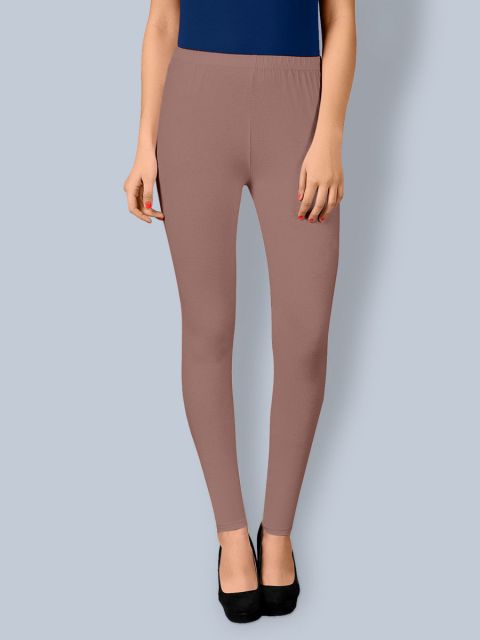 Cotton Ankle Leggings - Brown