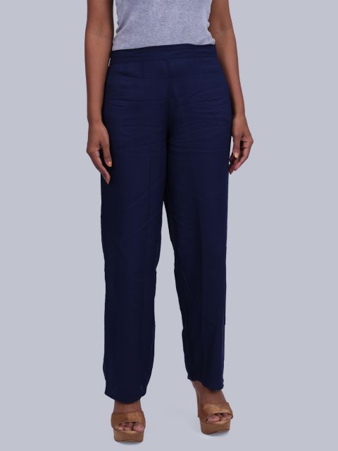 Women's Solid Pant Palazzo - Navy