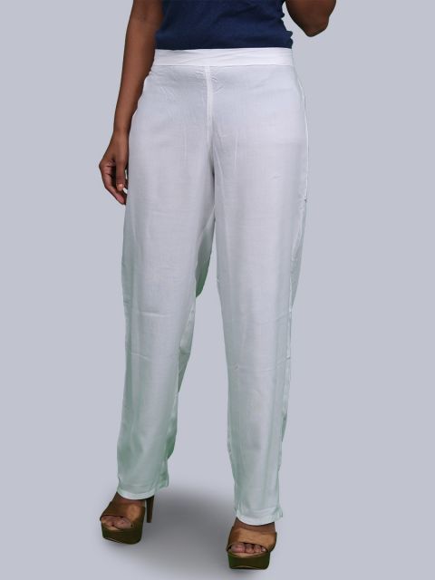 Women's Solid Pant Palazzo - White