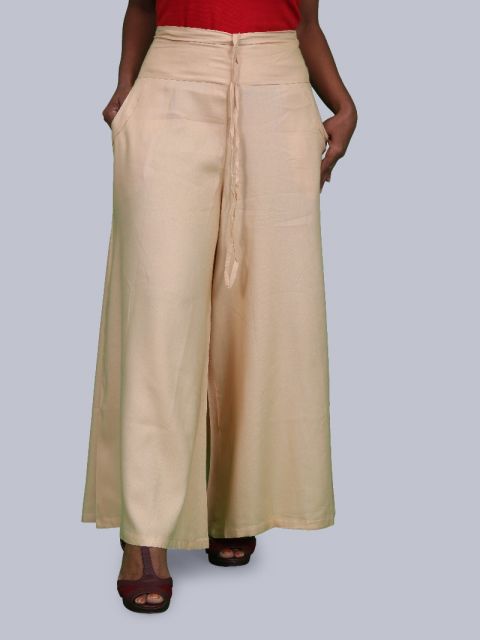 Women's Pocket Broad Belt Palazzo - Beige