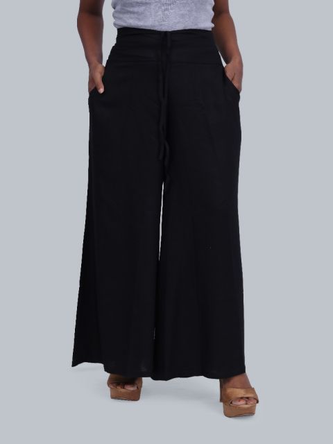 Women's Pocket Broad Belt Palazzo - Black
