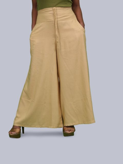 Women's Pocket Broad Belt Palazzo - Dark Beige