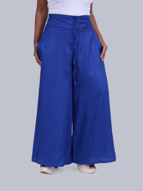 Women's Pocket Broad Belt Palazzo - Royal Blue