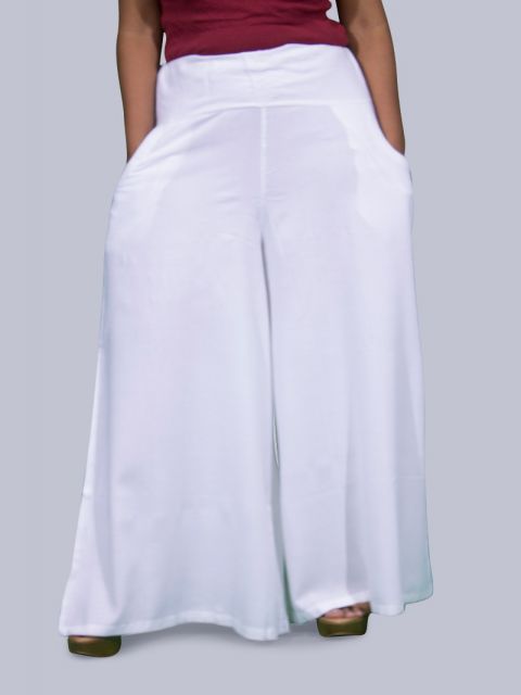 Women's Pocket Broad Belt Palazzo - White