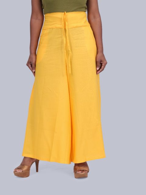 Women's Pocket Broad Belt Palazzo - Yellow