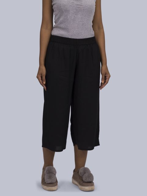 Women's Solid Culottes - Black