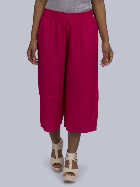 Women's Solid Culottes - Fuscia