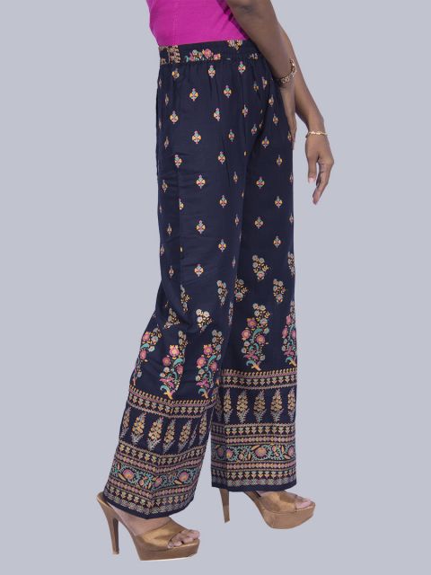 Women Floral Print Palazzo - Navy