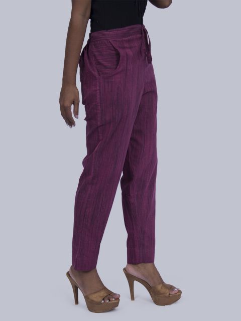 Women South Cotton Straight Pant - Violet