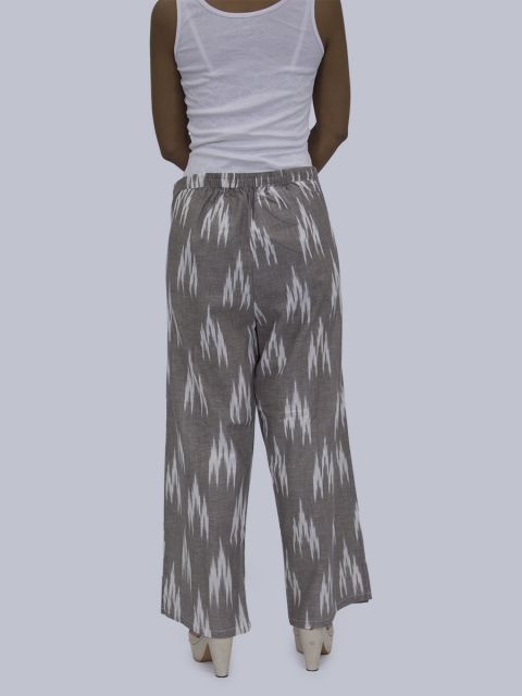 Women Ikat Print Palazzo - Dark Grey