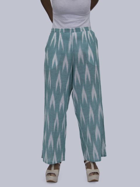 Women Ikat Print Palazzo - Light Green