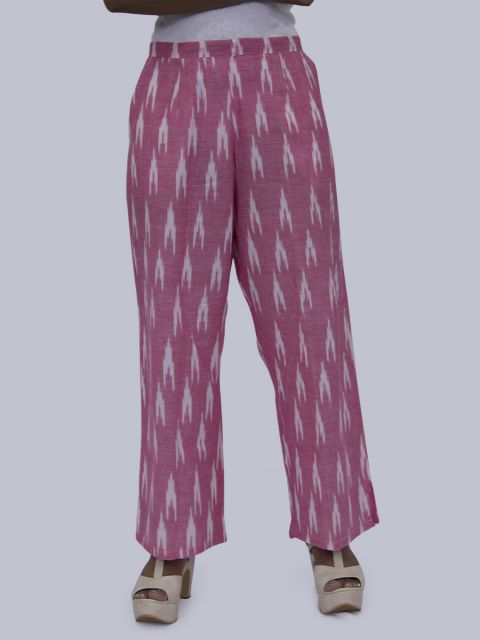 Women Ikat Print Palazzo - Light Pink