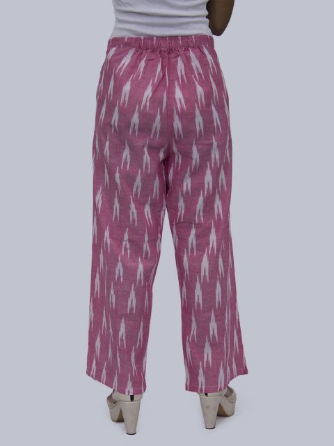 Women Ikat Print Palazzo - Light Pink