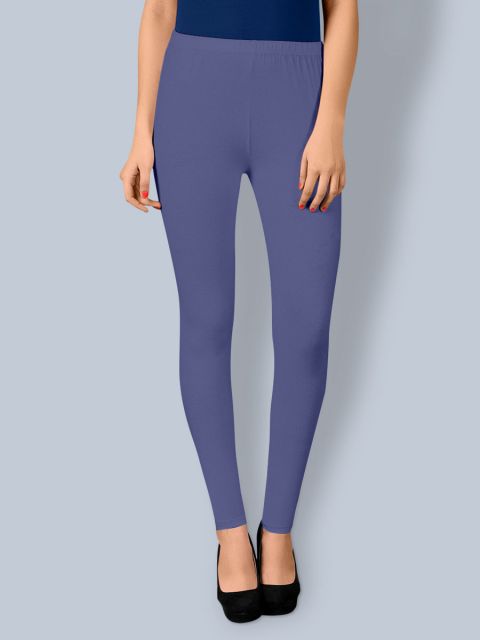 Cotton Ankle Leggings - Light Navy