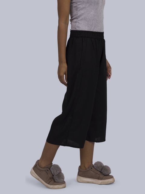 Women's Solid Culottes - Black