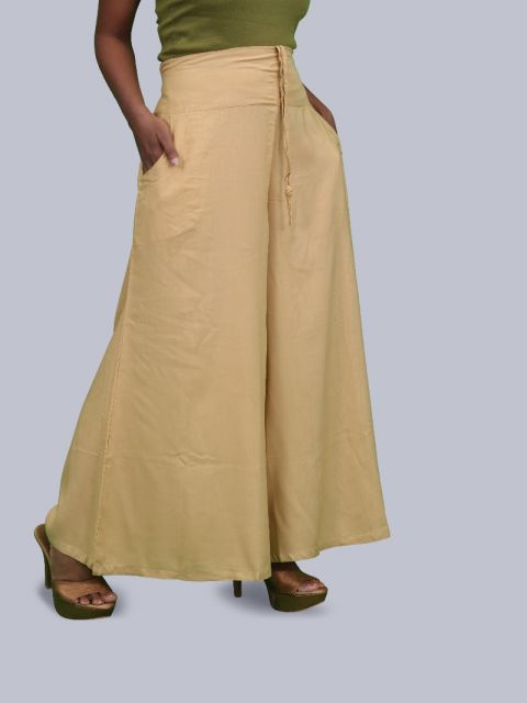 Women's Pocket Broad Belt Palazzo - Dark Beige