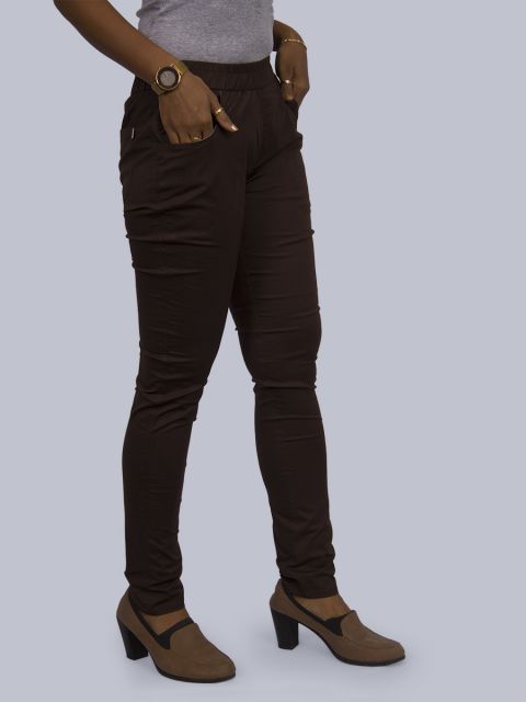 Solid Stretchable Pant - Brown