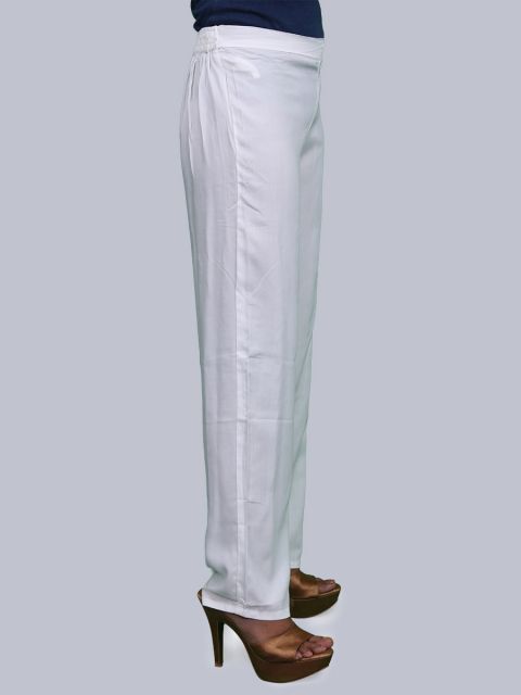 Women's Solid Pant Palazzo - White