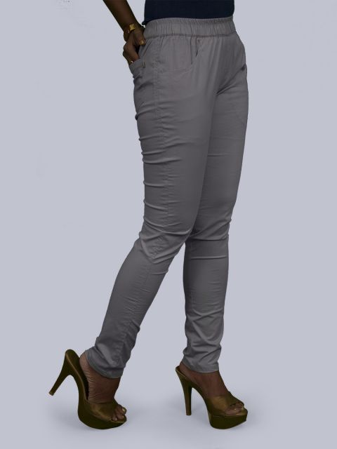 Solid Stretchable Pant - Light Grey