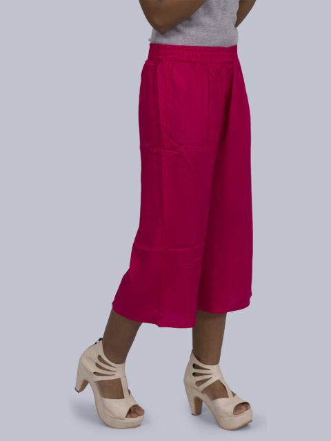 Women's Solid Culottes - Fuscia