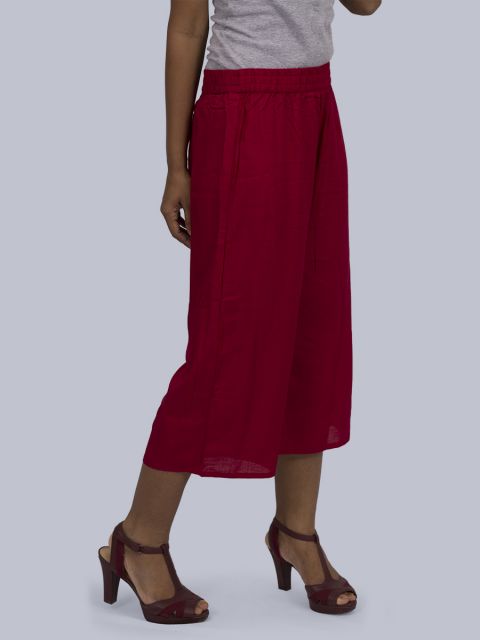 Women's Solid Culottes - Maroon