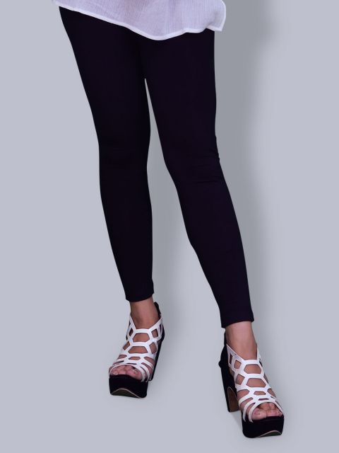 Cotton Ankle Leggings - Black