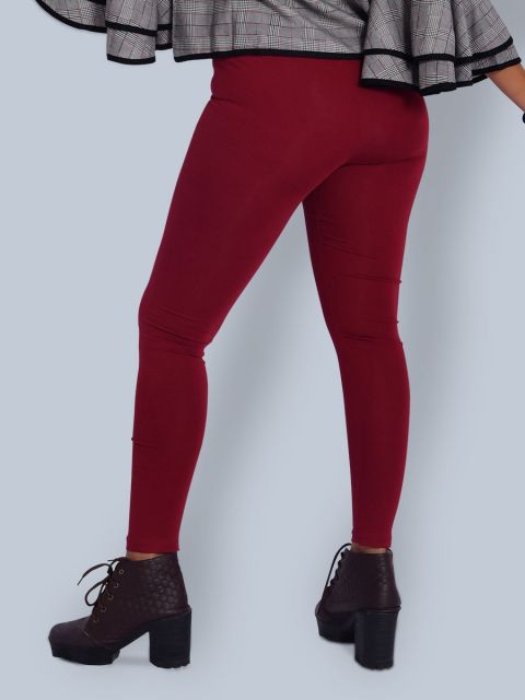 Cotton Ankle Leggings - Maroon