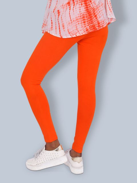 Cotton Ankle Leggings - Orange