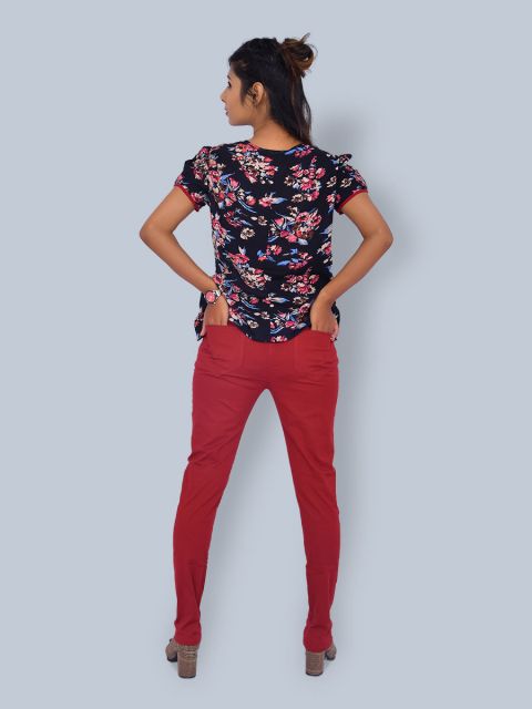 Tie Up  Knot Flower Print Top