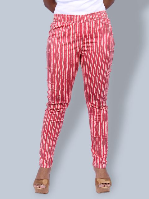 Printed Stretchable Pant - Dark Pink
