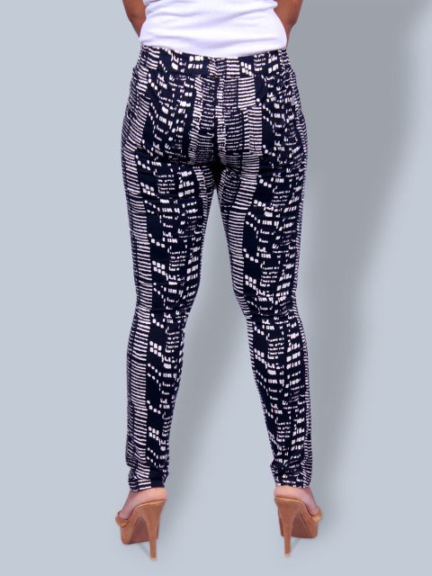 Printed Stretchable Pant - Navy