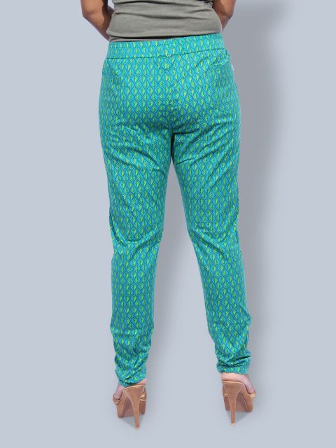 Printed Stretchable Pant - Rama Green