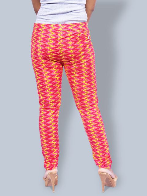 Printed Stretchable Pant - Rani Yellow