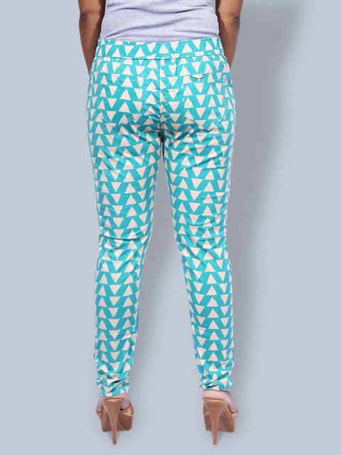 Printed Stretchable Pant - Sea Green