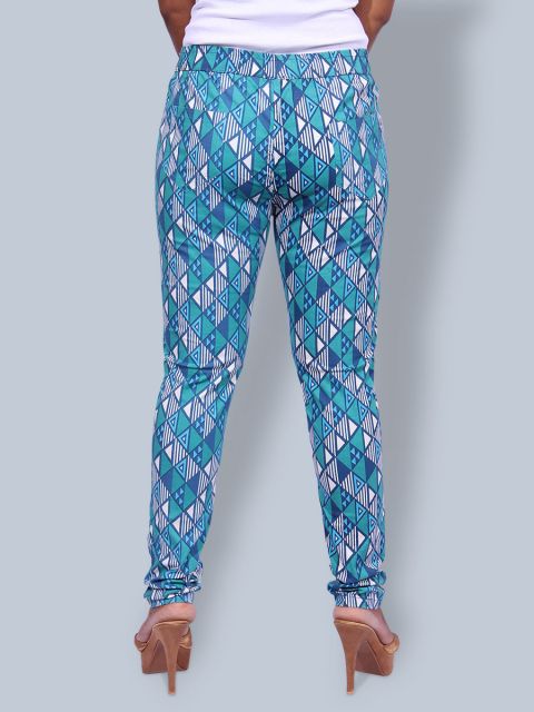 Printed Stretchable Pant - Teal