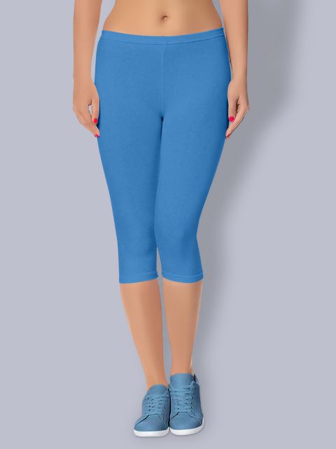 Cotton 3/4th Leggings - Baby Blue