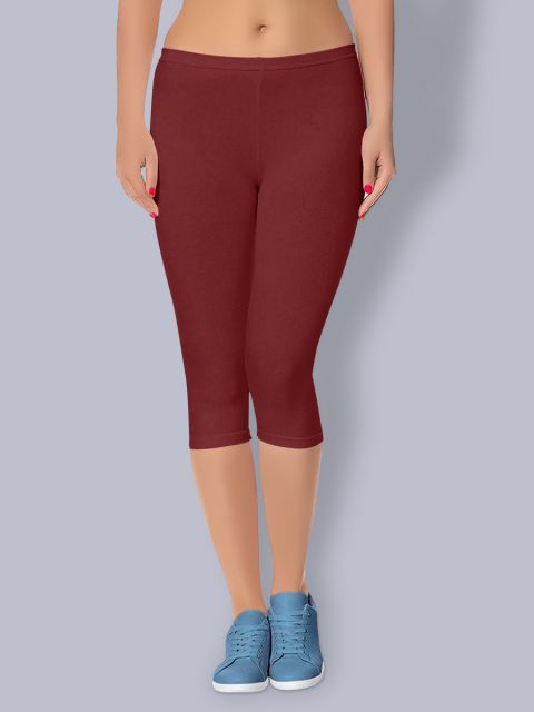 Cotton 3/4th Leggings - Red Wine