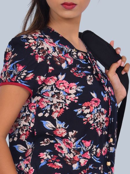 Tie Up  Knot Flower Print Top